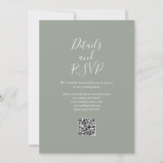 Sage Greenery Floral QR Code Wedding Abend Party Einladung (Rückseite)
