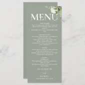 Sage Greenery Floral Typografy Monogram Wedding Menükarte (Vorne/Hinten)