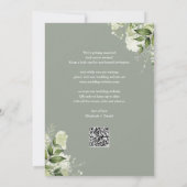 Sage Greenery Floral Typografy QR Code Wedding Save The Date (Rückseite)