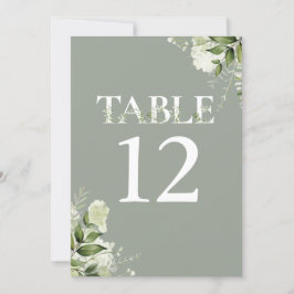 Sage Greenery Floral Typografy Tischnummer