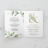 Sage Greenery Gold Ampersand QR Code Wedding Einladung (Innenseite)