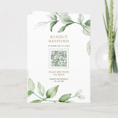 Sage Greenery Gold Ampersand QR Code Wedding Einladung (Rückseite)
