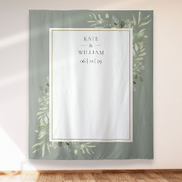 Sage Greenery Gold Wedding Foto Stand Hintergrund Wandteppich