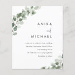 Sage Greenery Leaf Budget Einladung Hochzeit<br><div class="desc">Sage Greenery Leaf Budget Gedruckte Hochzeitseinladung Siehe dazu passende Artikel und digitale Einladungen in Nischen- und Nestladen</div>