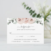 Sage Greenery Meal Pink Dusty Rose Blumenzehen RSVP Karte (Stehend Vorderseite)