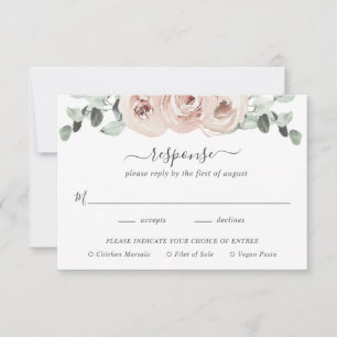 Sage Greenery Meal Pink Dusty Rose Blumenzehen RSVP Karte