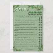 Sage Greenery Over or Under Bridal Shower Fun Game (Vorderseite)