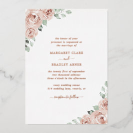 Sage Greenery Pink Floral Dusty Rose Gold Wedding Folieneinladung