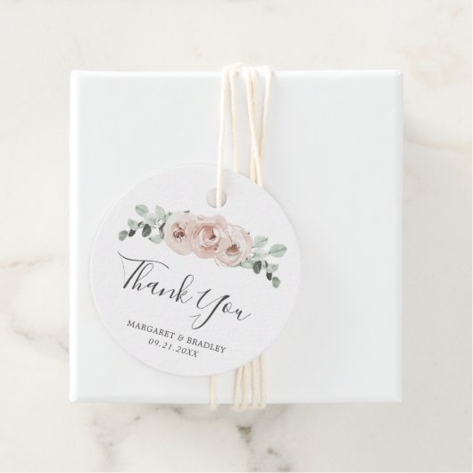 Sage Greenery Pink Floral Dusty Rose Hochzeit Geschenkanhänger (Beispiel)