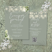 Sage Greenery QR Code Wedding Abend Party Einladung
