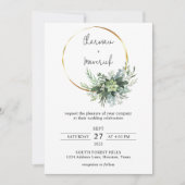 Sage Greenery Ring Wedding Einladung (Vorderseite)