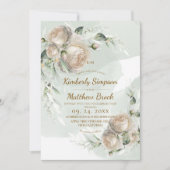 Sage Greenery Rose Wedding Einladung (Vorderseite)