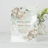 Sage Greenery Rose Wedding Einladung (Stehend Vorderseite)