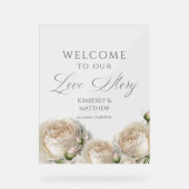 Sage Greenery Roses Welcome to Love Story Acrylschild (Vorderseite)