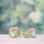 Sage Greenery Roses Welcome to Love Story Acrylschild (Neutral)