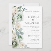 Sage Greenery Spanische Hochzeit Einladung (Vorderseite)