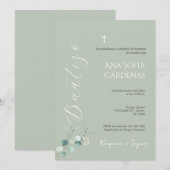 Sage Greenery Spanish Baptism Girl invitation Einladung (Vorne/Hinten)