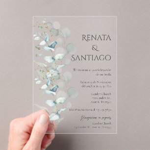 Sage Greenery Spanish Wedding Acryleinladungen