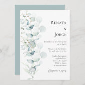 Sage Greenery Spanish Wedding Einladung (Vorne/Hinten)
