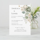 Sage Greenery Spanish Wedding Einladung (Stehend Vorderseite)