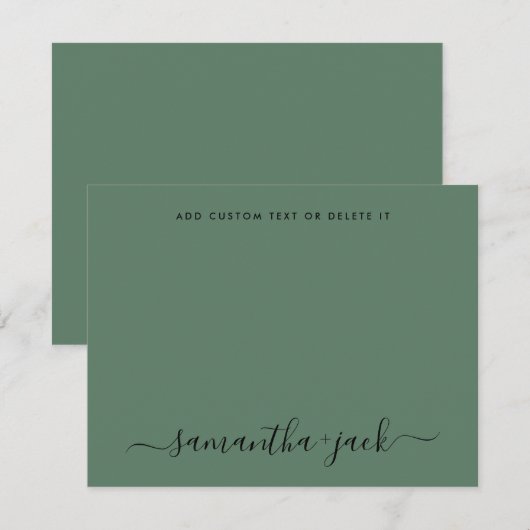 Sage Greenery Stylish Script Elegant Minimalist Mitteilungskarte (Vorne/Hinten)