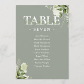 Sage Greenery Typografie Sitzplan Tischnummer (Vorderseite)
