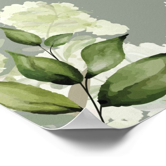 Sage Greenery Typografie Wedding Willkommenszeiche Poster (Ecke)