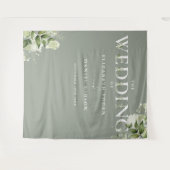 Sage Greenery Typografy Wedding Foto Hintergrund Wandteppich (Vorderseite (Horizontal))