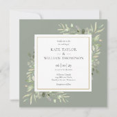 Sage Greenery Wedding Botanical Watercolor Einladung (Vorderseite)