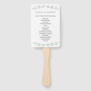 Sage Greenery Wedding Program, Botanischer Hand Fa Fächer