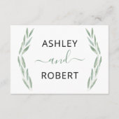 Sage Greenery Wedding Reception Card, botanisch Begleitkarte (Rückseite)