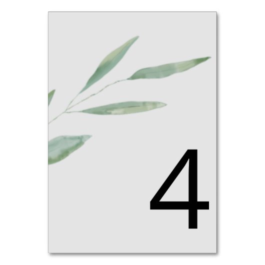 Sage Greenery Wedding Tischnummer Cards (Vorderseite)