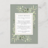 Sage Greenery Wedding Unterkunft Details Begleitkarte (Vorderseite)