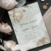 Sage Greenery White Rose Wedding Einladung
