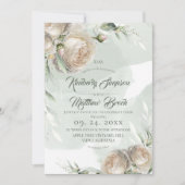 Sage Greenery White Rose Wedding Einladung (Vorderseite)