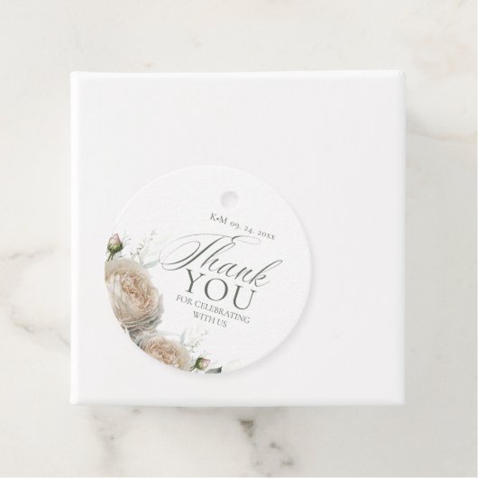 Sage Greenery White Rose Wedding Geschenkanhänger (Beispiel)