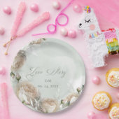 Sage Greenery White Rose Wedding Pappteller (Party)