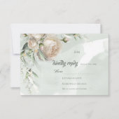 Sage Greenery White Rose Wedding RSVP Karte (Vorderseite)