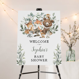 Sage Greenery Woodland Animals Baby Dusche Willkom