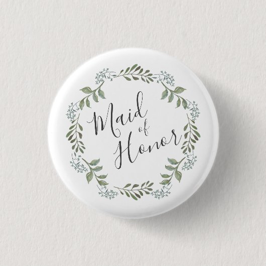 Sage Greenery Wreath Trauzeugin Button (Vorderseite)