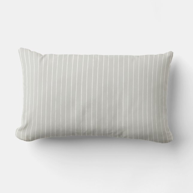 Sage Grey Cream Stripe Minimalist Pattern Lendenkissen (Vorderseite)
