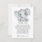 Sage Grey Elephant Baby Dusche Danke Karte (Vorderseite)