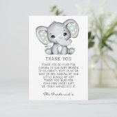 Sage Grey Elephant Baby Dusche Danke Karte (Stehend Vorderseite)
