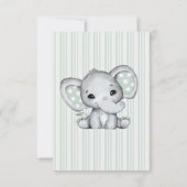 Sage Grey Elephant Baby Dusche Danke Karte (Rückseite)
