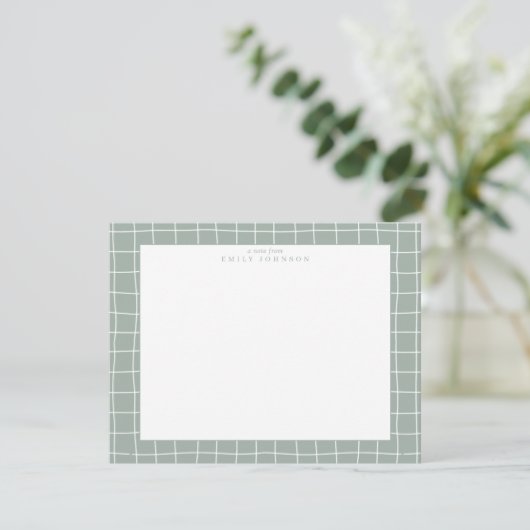 Sage Grid Frame Note Card Einladung (Stehend Vorderseite)