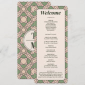 Sage-Grün Art Deco Hochzeitsprogrammkarte Programm (Vorne/Hinten)