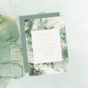 Sage-Grün Aventurin-Kristall-Hochzeit Folieneinladung