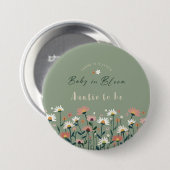 Sage Grün Baby in Blüte Dusche Tante bald Mutter Button (Vorne & Hinten)