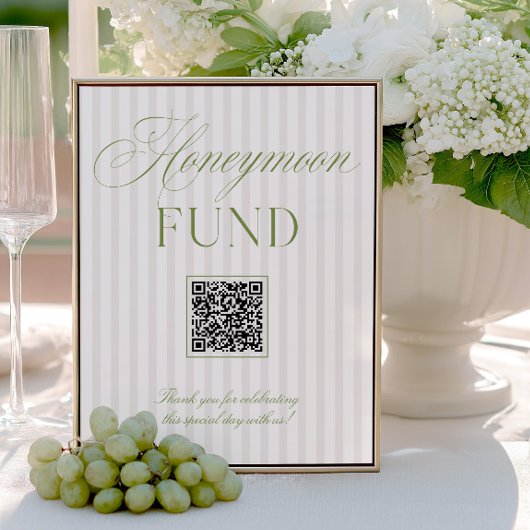 Sage Grün & Beige Hochzeitsgeschenk QR-Code Schild
