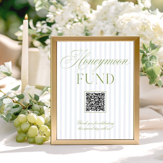 Sage Grün & Blau Flitterwochen Fonds QR-Code Schil